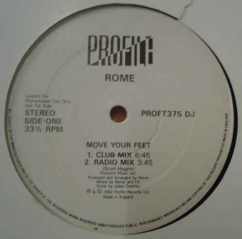 Rome : Move Your Feet (12", Promo)