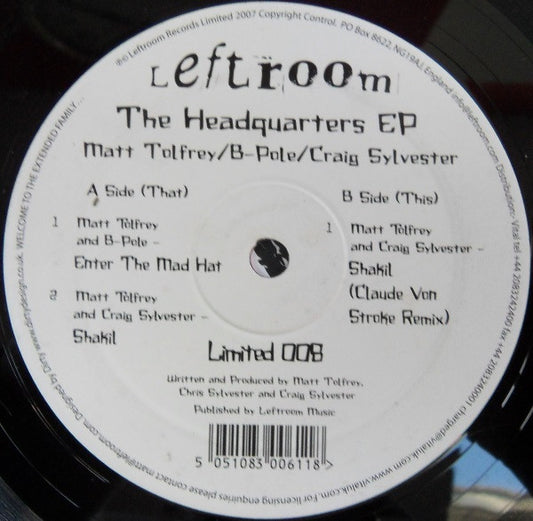 Matt Tolfrey / B-Pole / Craig Sylvester : The Headquarters EP (12", EP)