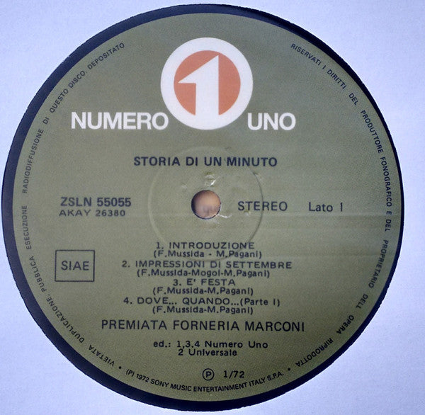 Premiata Forneria Marconi : Storia Di Un Minuto (LP, Album, RE, Gat)