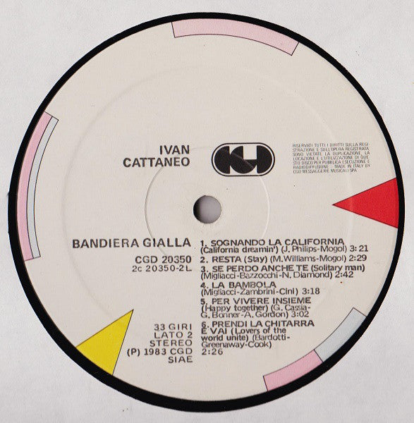 Ivan Cattaneo : Bandiera Gialla (LP, Album)