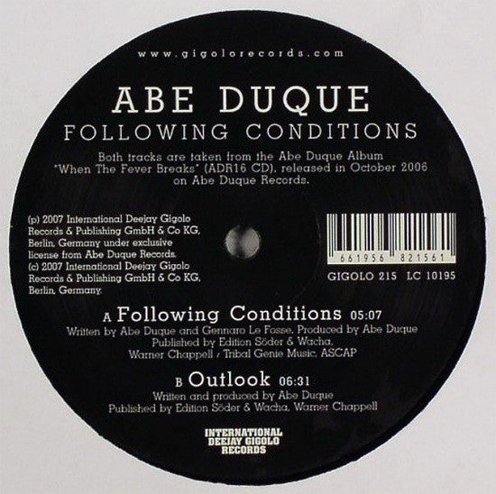 Abe Duque : Following Conditions (12")