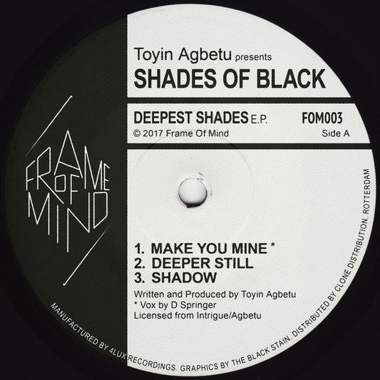 Toyin Agbetu Presents Shades Of Black : Deepest Shades E.P. (12", EP, Comp)