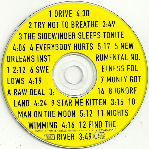 R.E.M. : Automatic For The People (CD, Album, Yel)