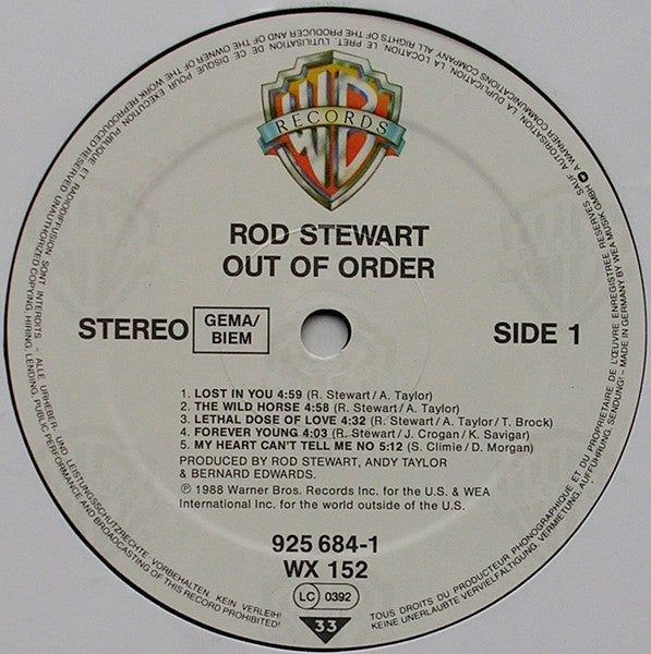 Rod Stewart : Out Of Order (LP, Album)