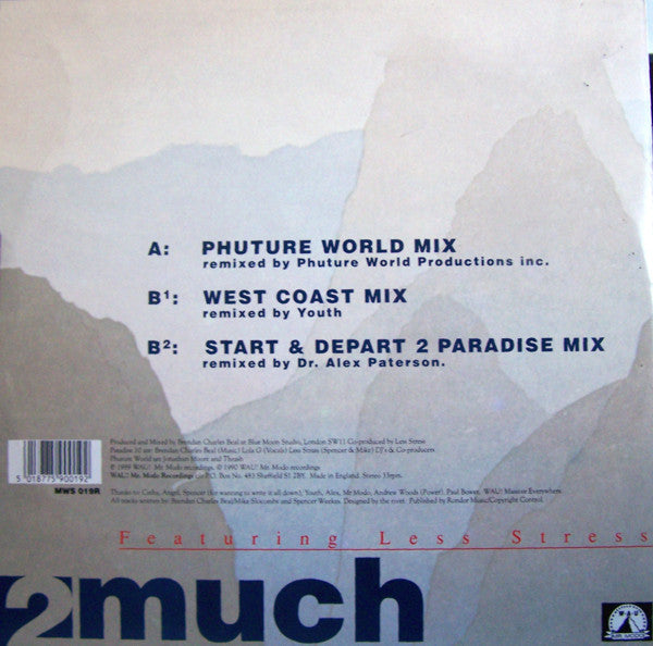 Paradise X Featuring Less Stress : 2 Much (Remixes) (12")