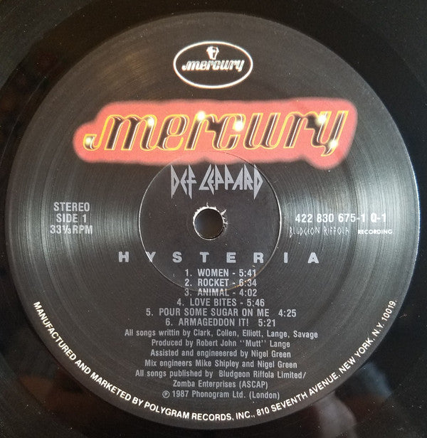 Def Leppard : Hysteria (LP, Album)