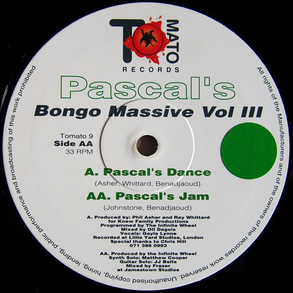 Pascal's Bongo Massive : Vol III (12")