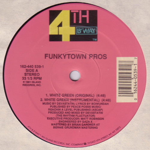 Funkytown Pros : White Green / Brutally Wild (12", Single)