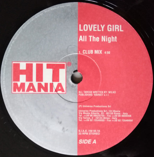 Lovely Girl : All The Night (12")