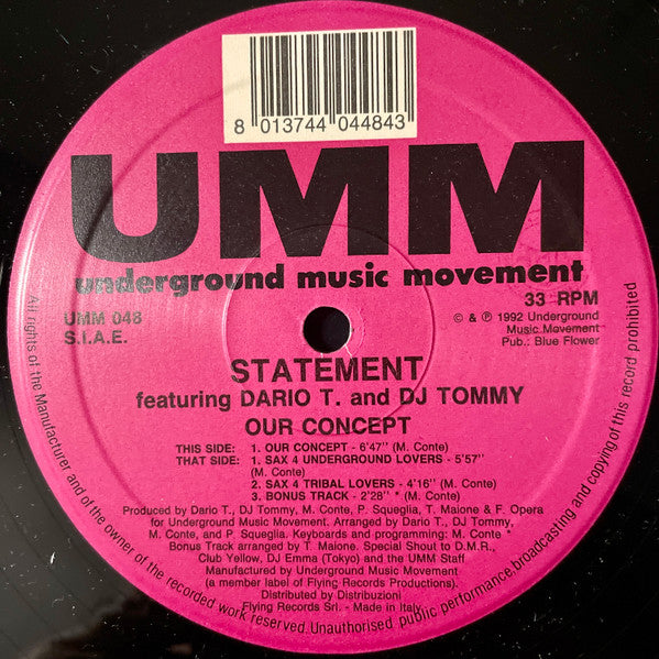 Statement Featuring Dario T.* And DJ Tommy : Our Concept (12")