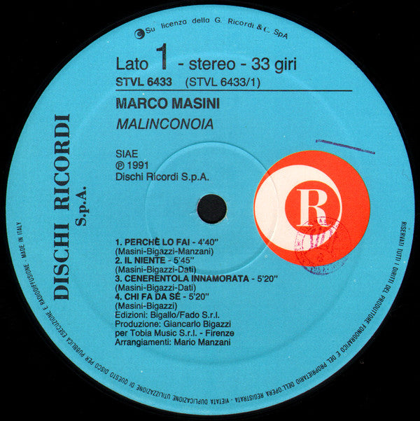 Marco Masini : Malinconoia (LP, Album)