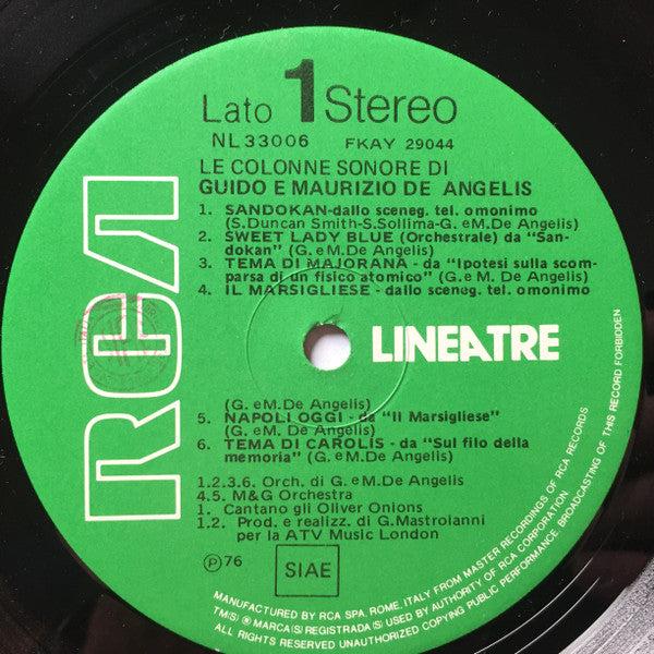 Guido E Maurizio De Angelis* : Le Colonne Sonore Di Guido E Maurizio De Angelis (LP, Comp)
