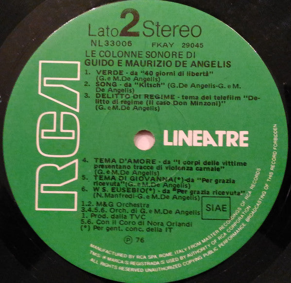 Guido E Maurizio De Angelis* : Le Colonne Sonore Di Guido E Maurizio De Angelis (LP, Comp)