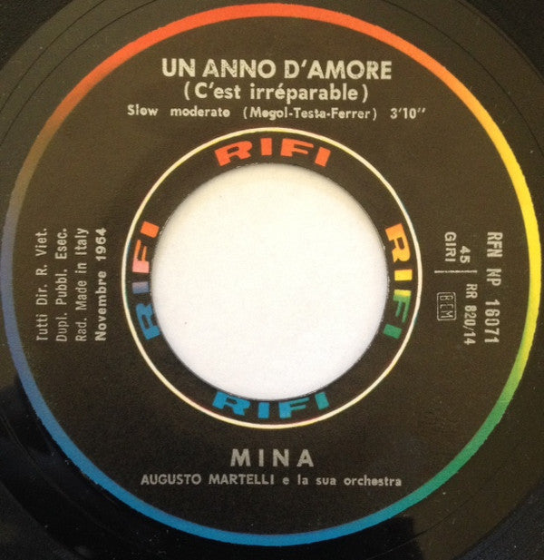 Mina (3) : Un Anno D'Amore / E Se Domani (7")