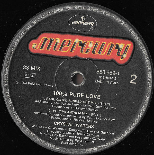Crystal Waters : 100% Pure Love (12")