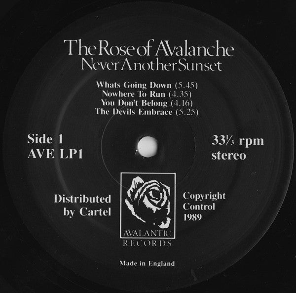 The Rose Of Avalanche : Never Another Sunset (LP, Album)