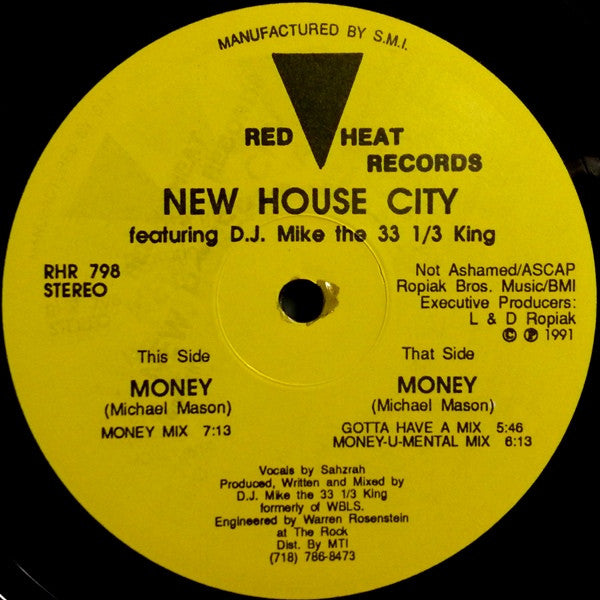 New House City Featuring D.J. Mike The 33 1/3 King : Money (12", Promo)