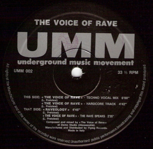 The Voice Of Rave : The Voice Of Rave (12")
