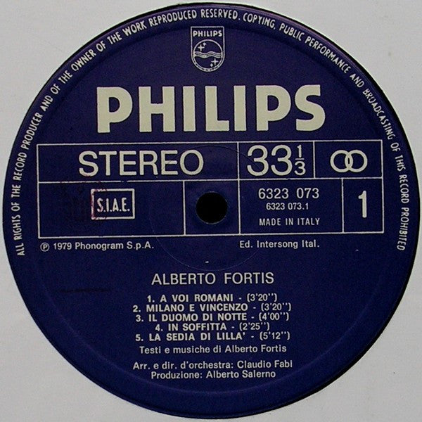 Alberto Fortis : Alberto Fortis (LP, Album)