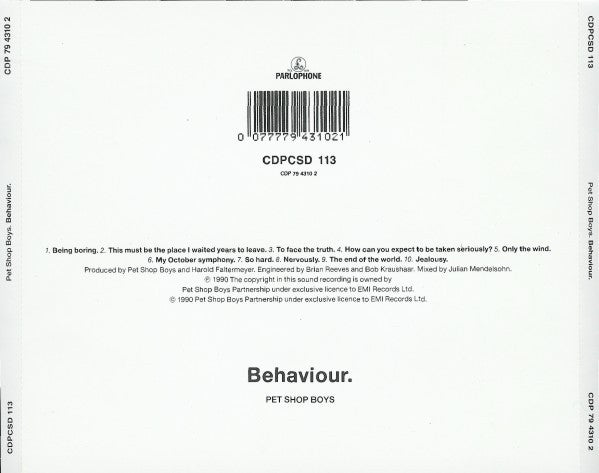 Pet Shop Boys : Behaviour (CD, Album)