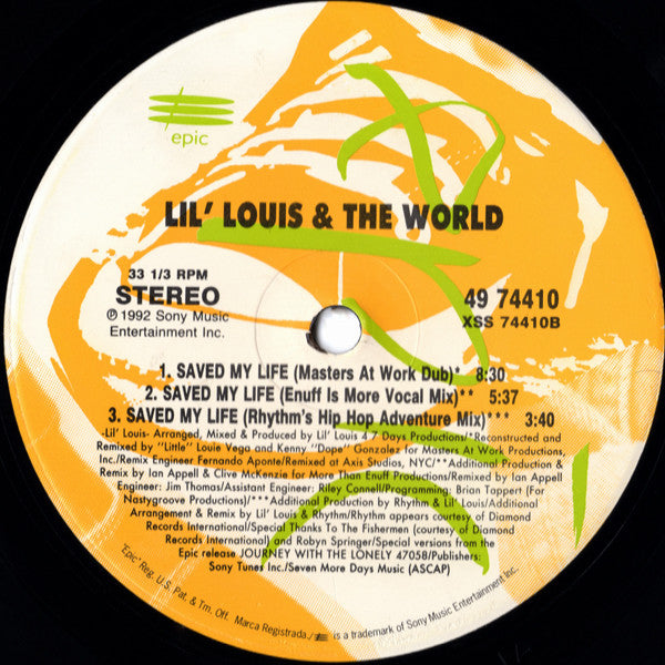 Lil' Louis & The World : Saved My Life (12")