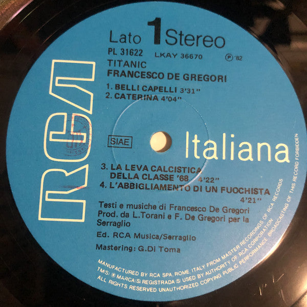 Francesco De Gregori : Titanic (LP, Album)