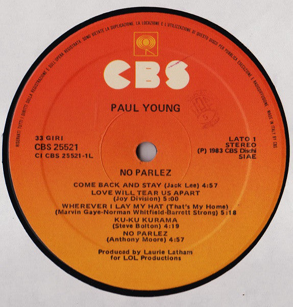 Paul Young : No Parlez (LP, Album)