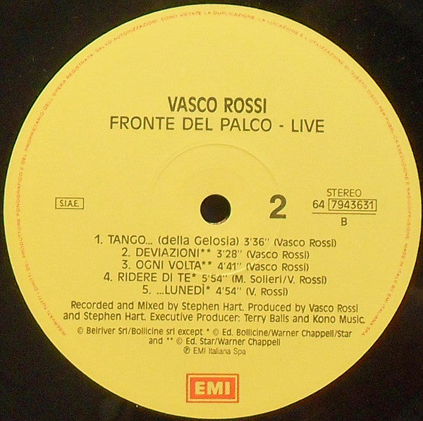 Vasco* : Fronte Del Palco - Live (2xLP, Album)