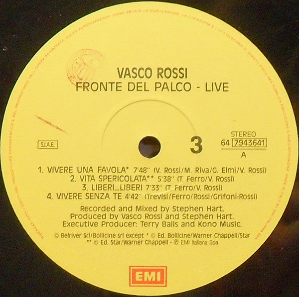 Vasco* : Fronte Del Palco - Live (2xLP, Album)