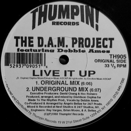 The D.A.M. Project Featuring Debbie Ames : Live It Up (12")