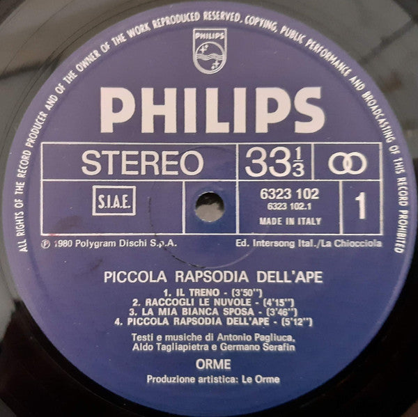 Orme* : Piccola Rapsodia Dell'Ape (LP, Album, Gat)