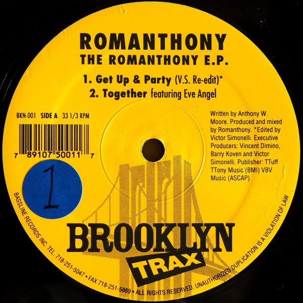 Romanthony Featuring Eve Angel : The Romanthony E.P. (12", EP)