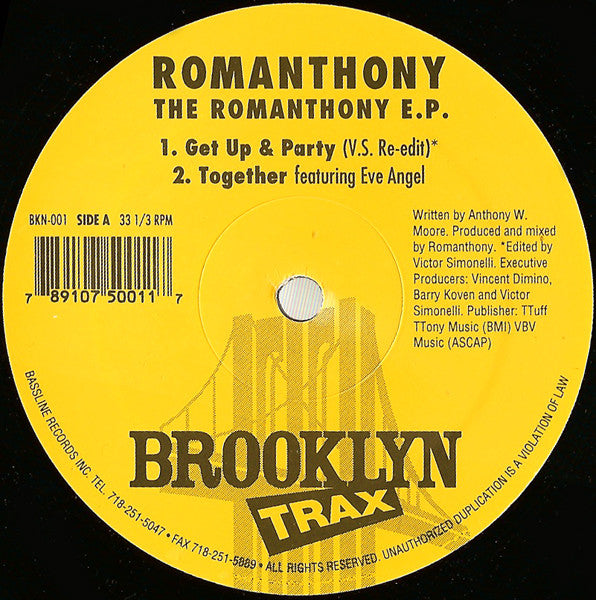 Romanthony Featuring Eve Angel : The Romanthony E.P. (12", EP)