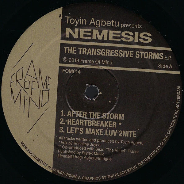 Toyin Agbetu Presents  Nemesis (12) : The Transgressive Storms EP  (12", EP)