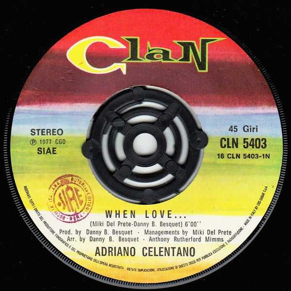 Adriano Celentano : When Love... (7", Single)