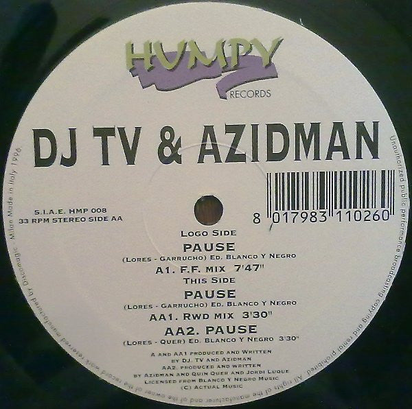 DJ TV & Azidman : Pause (12")