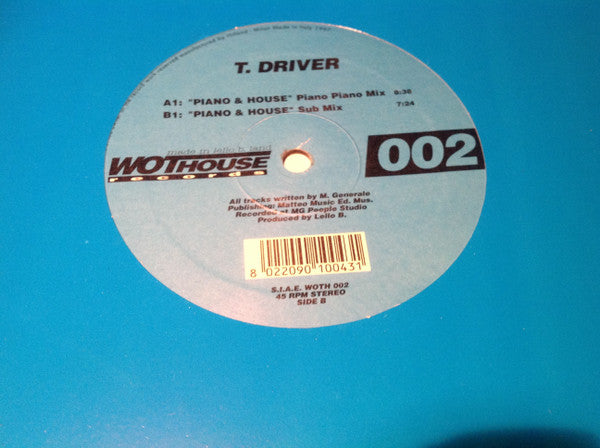 T-Driver : Piano & House (12")
