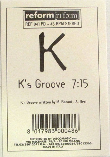 K (65) : K's Groove (10", S/Sided, Ltd, Pic)