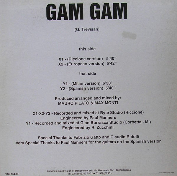 Mauro Pilato & Max Monti : Gam Gam (12")