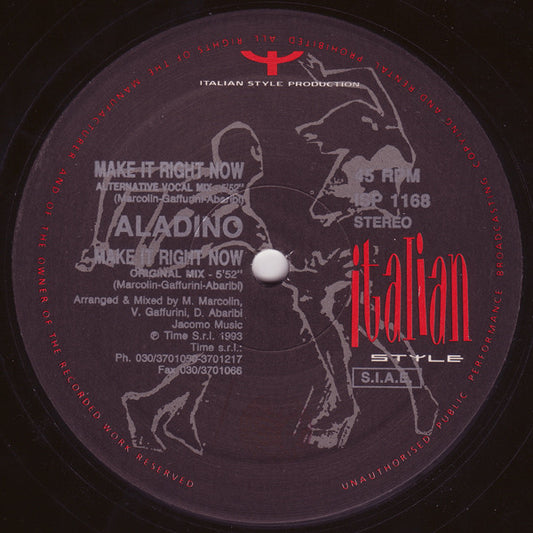 Aladino : Make It Right Now (12")