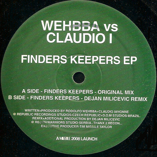 Wehbba vs. Claudio I : Finders Keepers EP (12", EP)