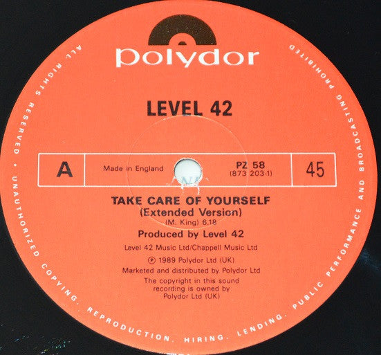 Level 42 : Take Care Of Yourself (12", Single)