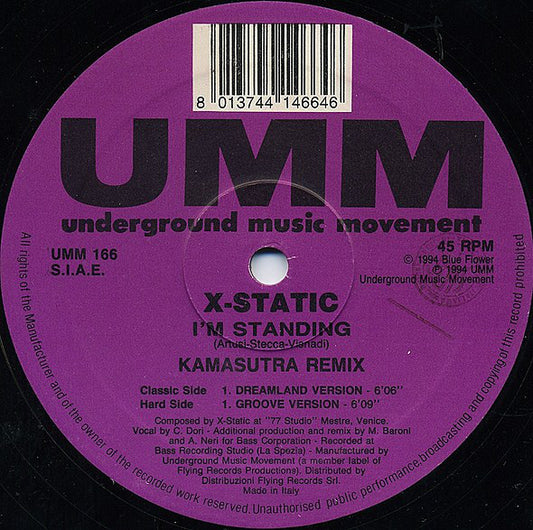 X-Static : I'm Standing (Kamasutra Remix) (12")