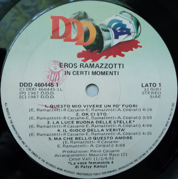 Eros Ramazzotti : In Certi Momenti (LP, Album)