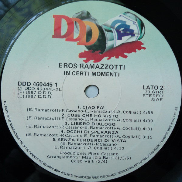 Eros Ramazzotti : In Certi Momenti (LP, Album)