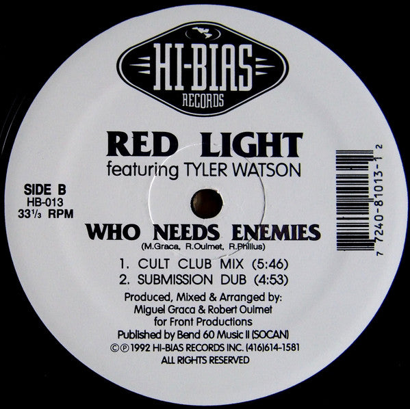 Red Light Featuring Tyler Watson : Who Needs Enemies - Remixes (12")