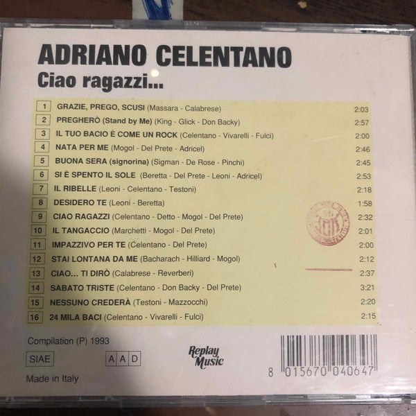 Adriano Celentano : Ciao Ragazzi... (CD, Comp)