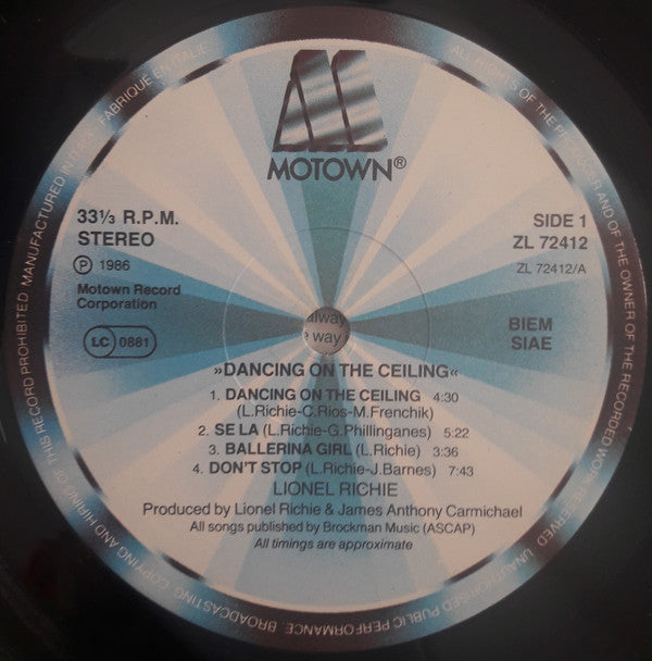 Lionel Richie : Dancing On The Ceiling (LP, Album, Gat)