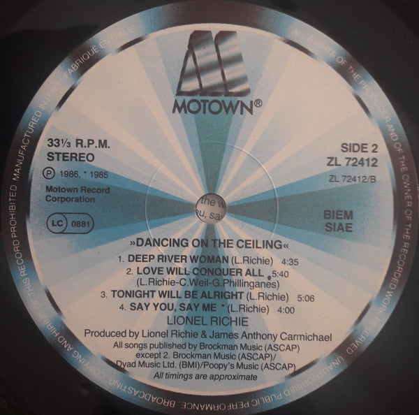 Lionel Richie : Dancing On The Ceiling (LP, Album, Gat)