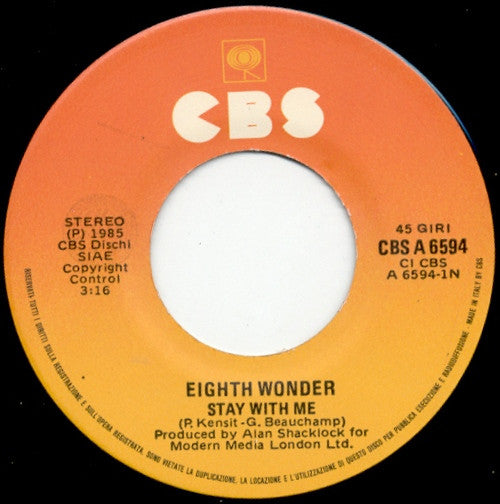 Eighth Wonder : Stay With Me (7", Single)